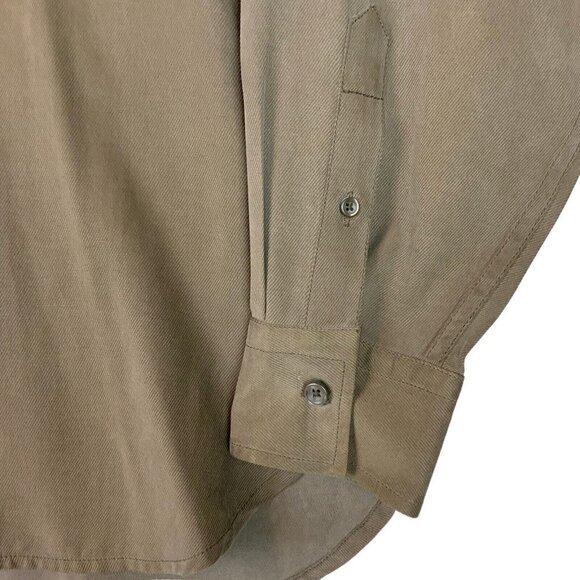 Tommy Bahama Mens Shirt XL Chocolate Brown Silk Wool Long Sleeve Button Down - Picture 4 of 8